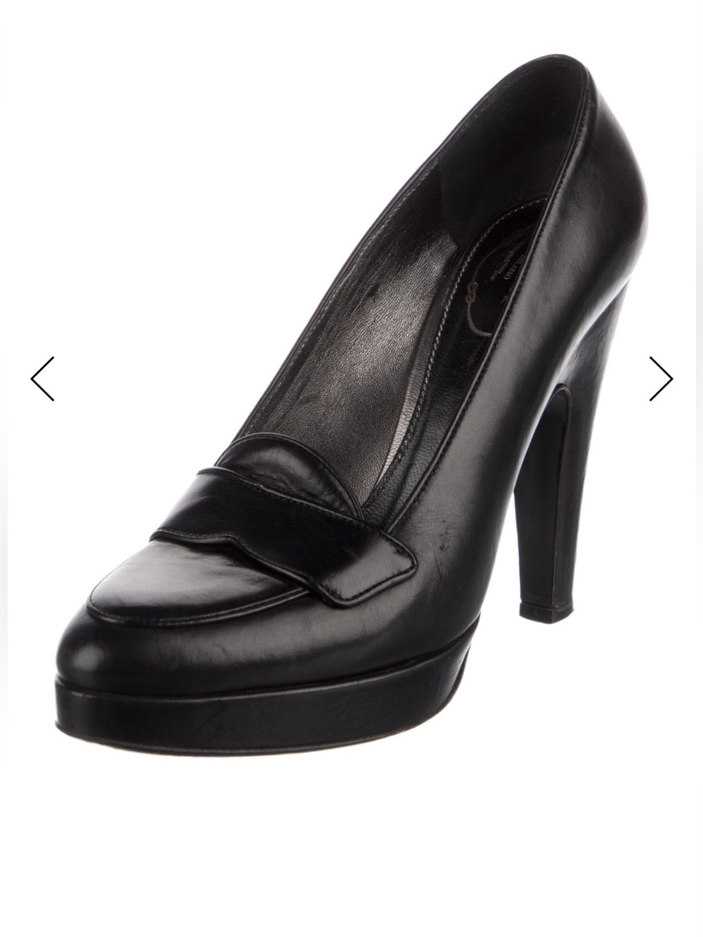 Prada Black Leather Platform High Heel Loafer Pump